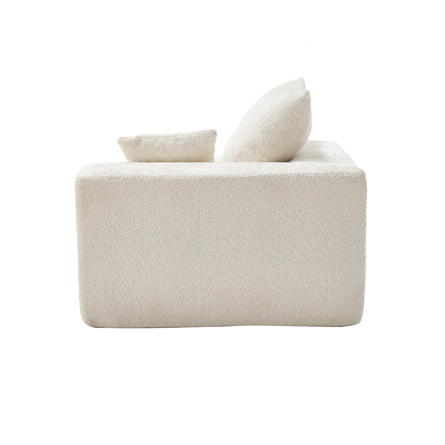 Cream boucl armchair with plush cushions contemporary design for living rooms