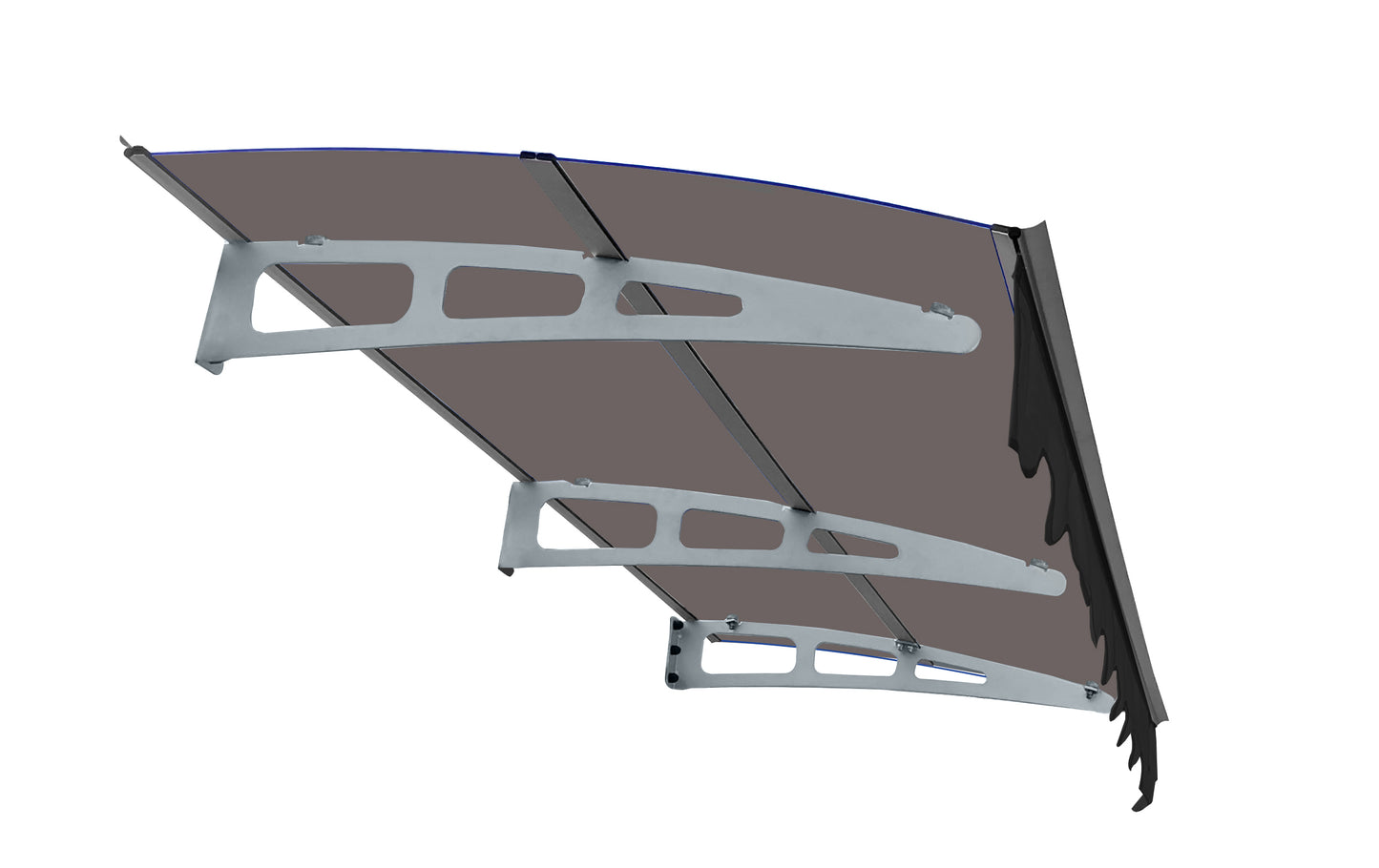 Modern gray metal and tinted polycarbonate door canopy