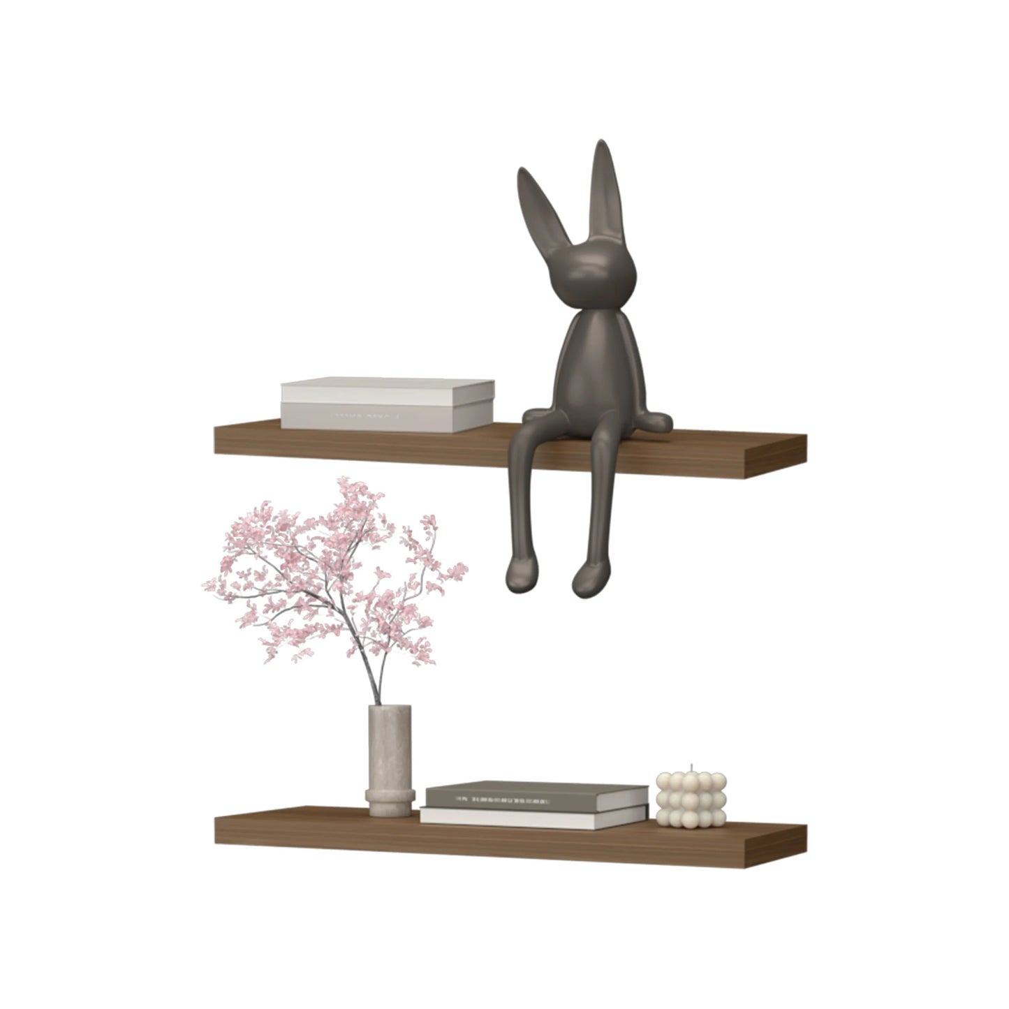 Modern matte grey sitting bunny sculpture for shelf decor