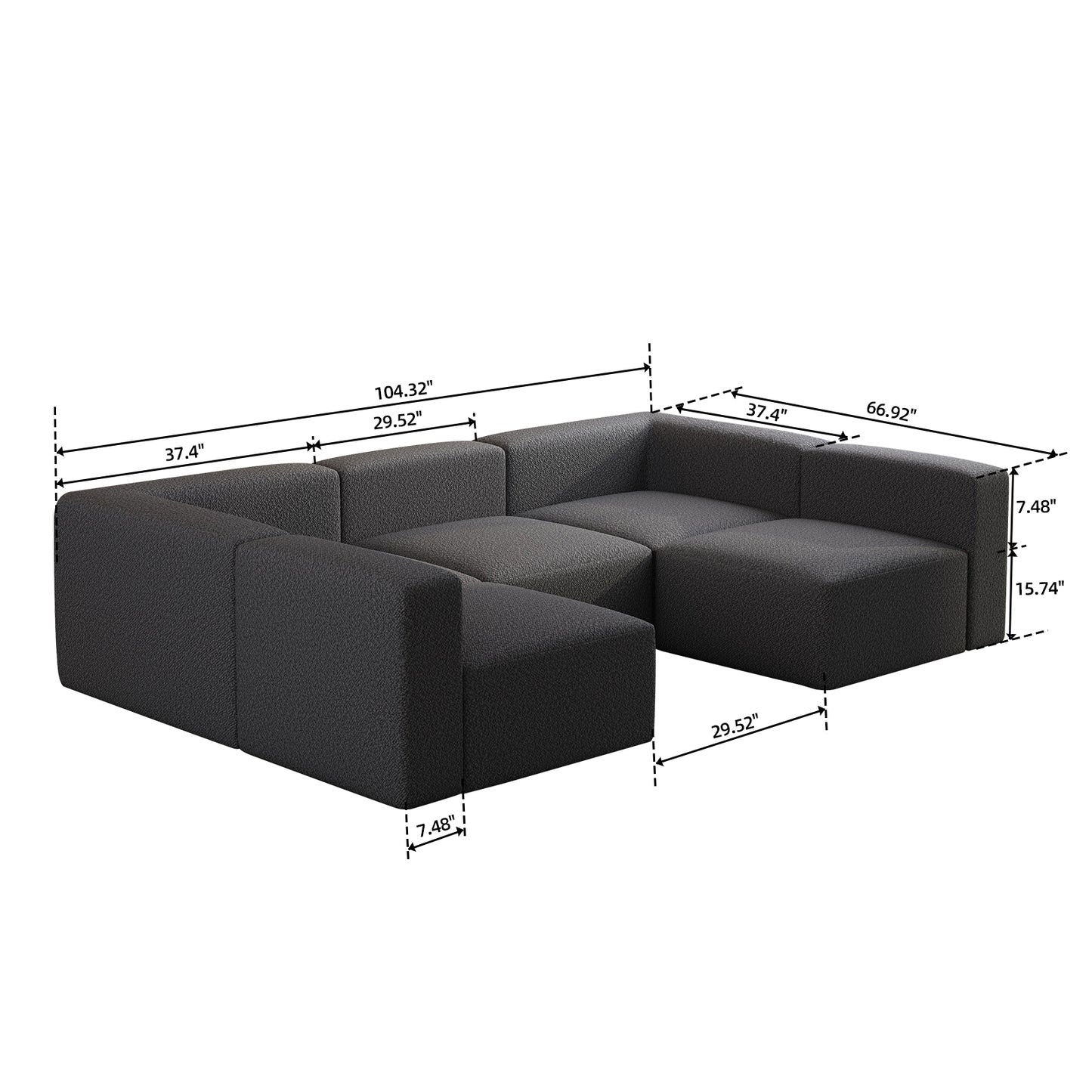Dark gray textured sectional sofa