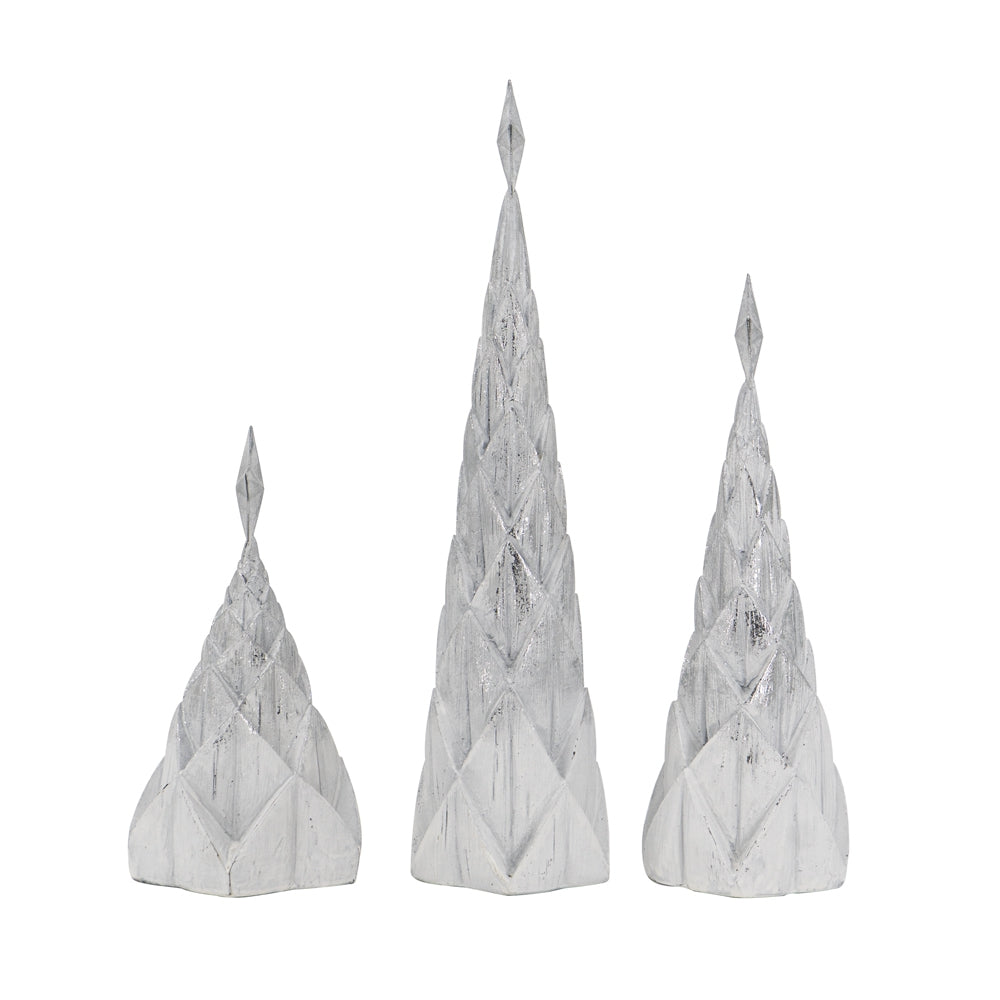 Silver faceted Christmas trees