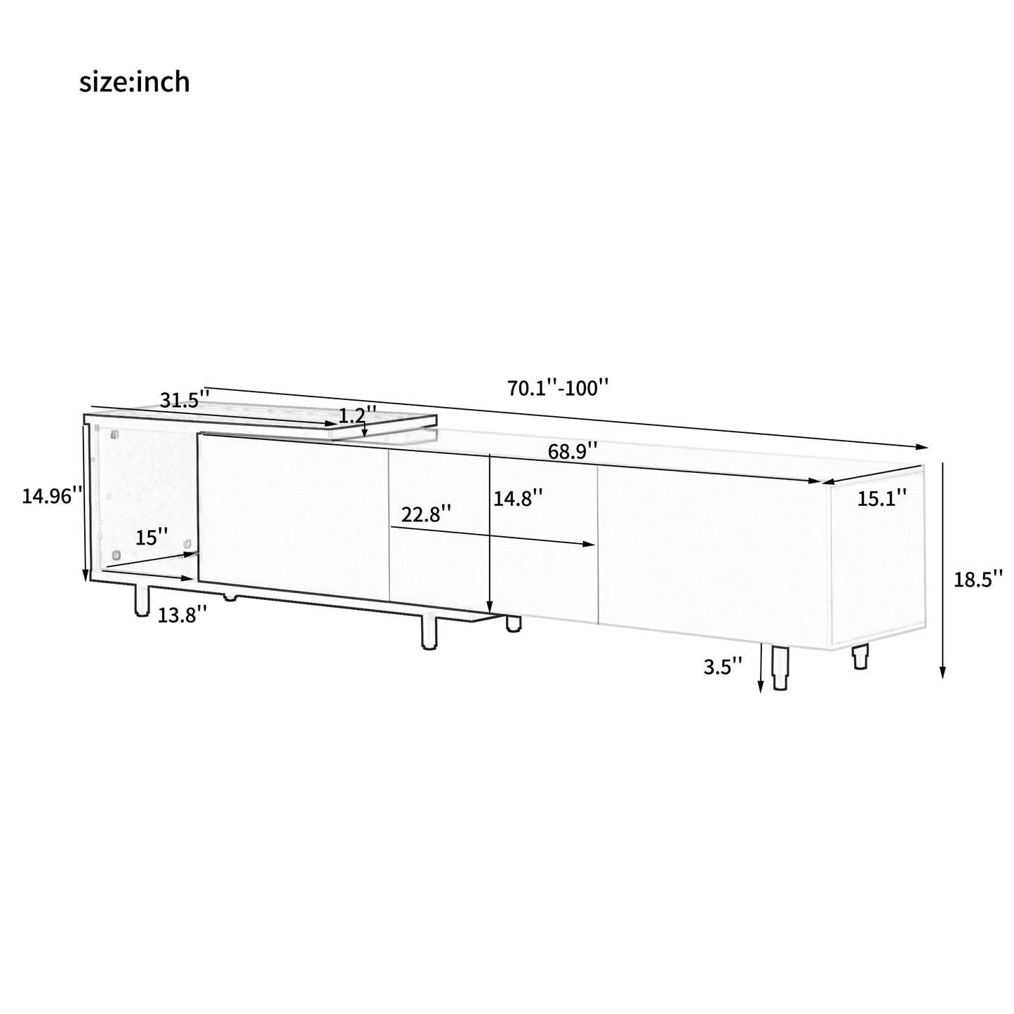 TV stand dimensions W x D x H
