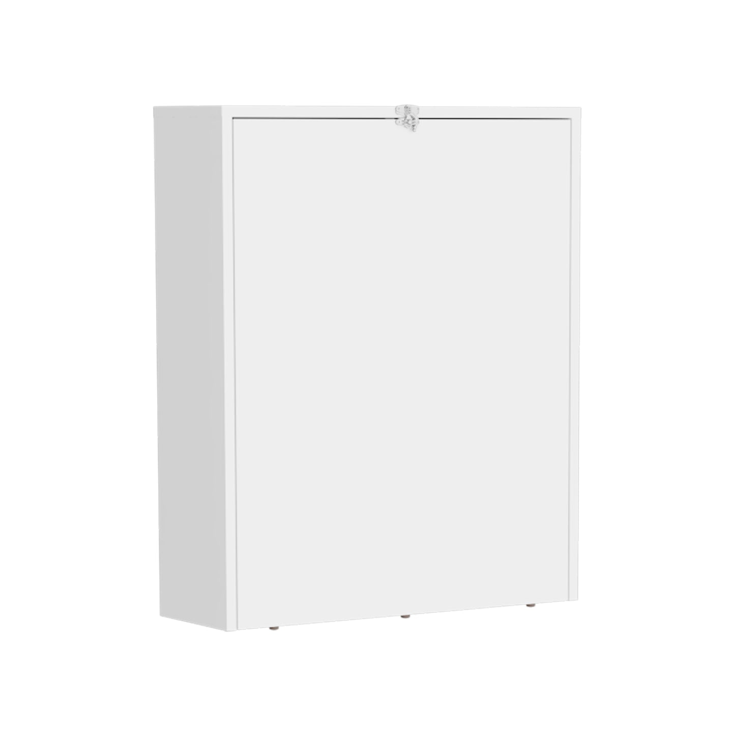White wallmounted cabinet with silver latch