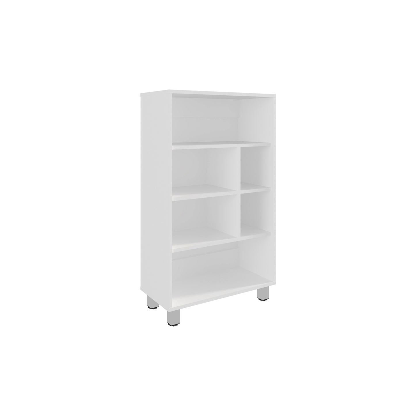 White modern cube bookshelf with four open shelves