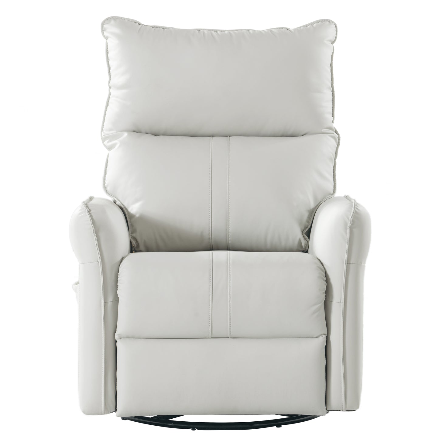 White leather recliner chair with plush cushioning and stitched detailing