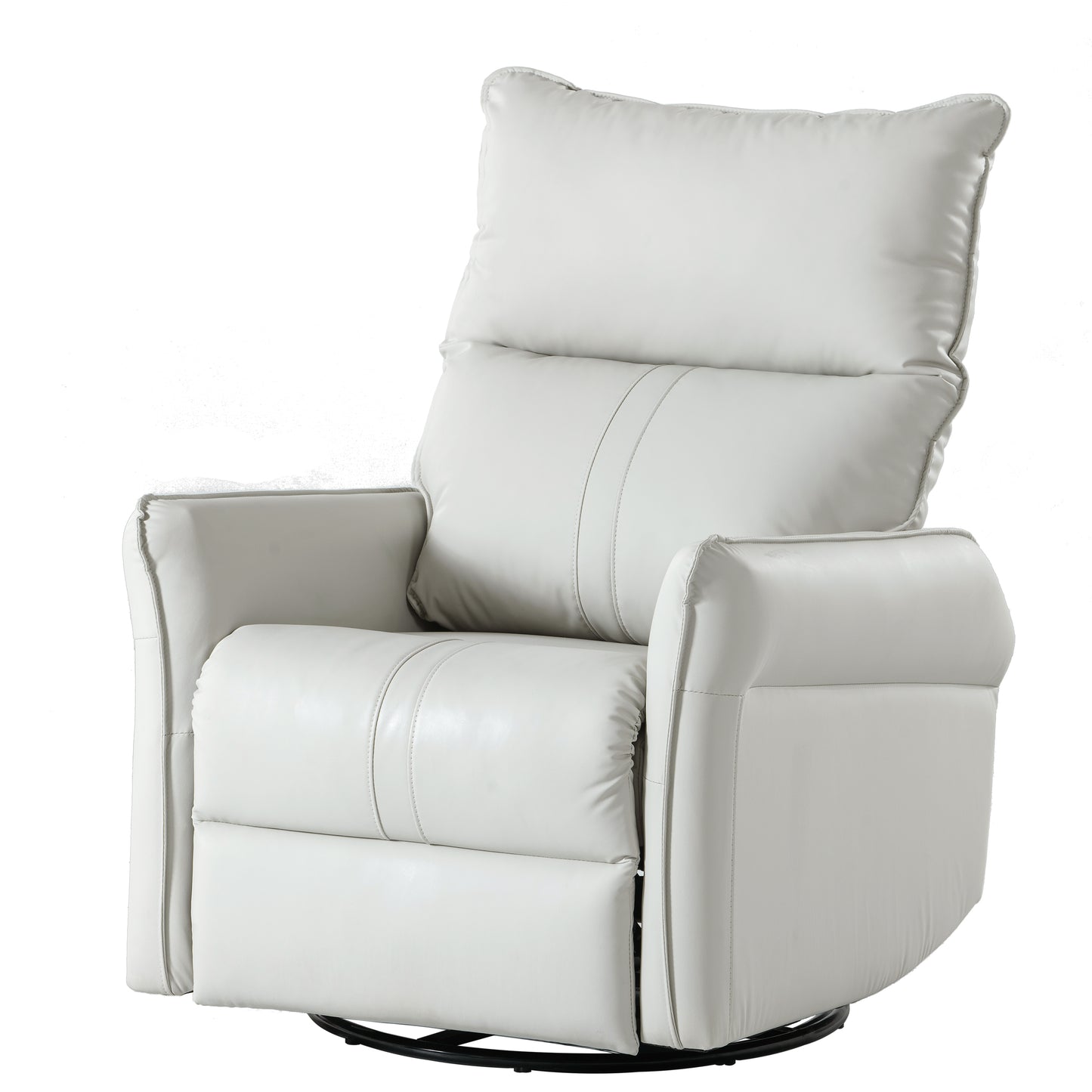 White leather recliner chair with plush cushioning and stitched details