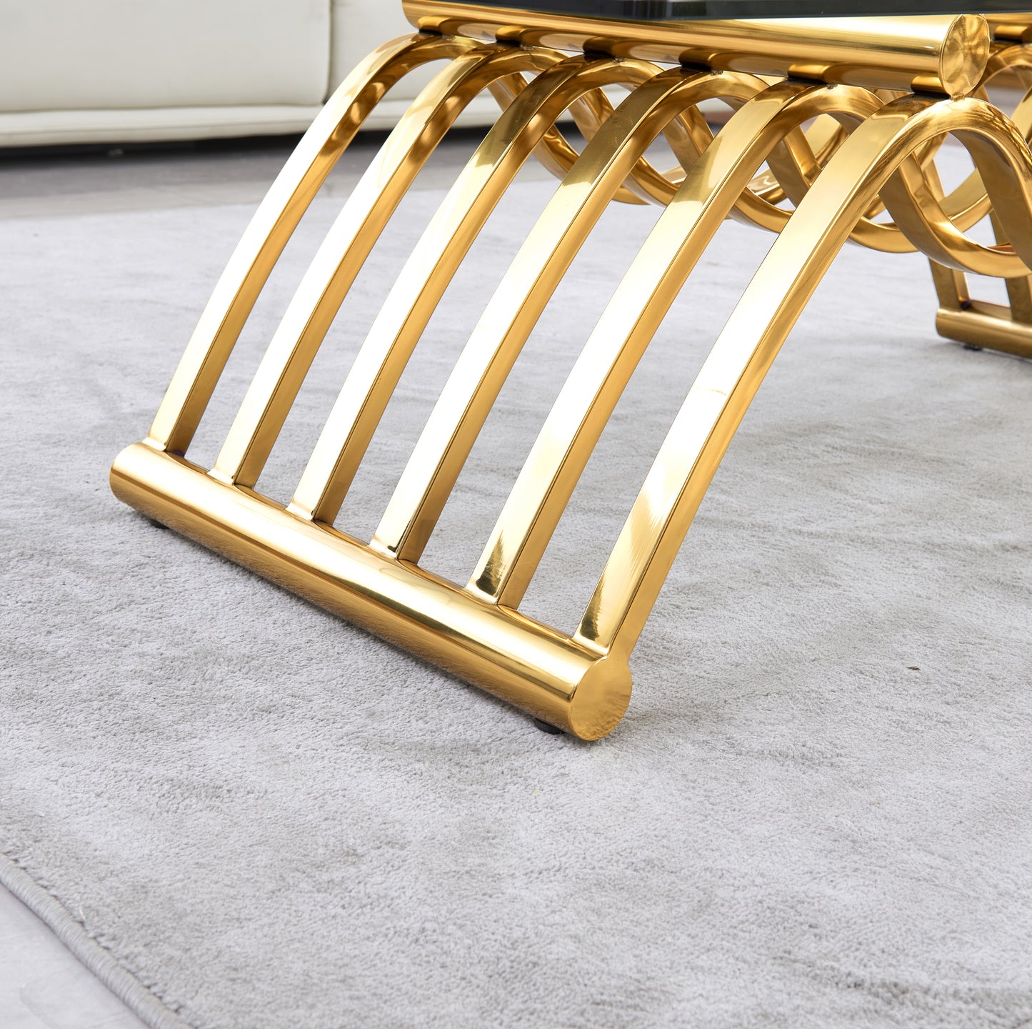 Glamorous gold metal coffee table legs with art deco design