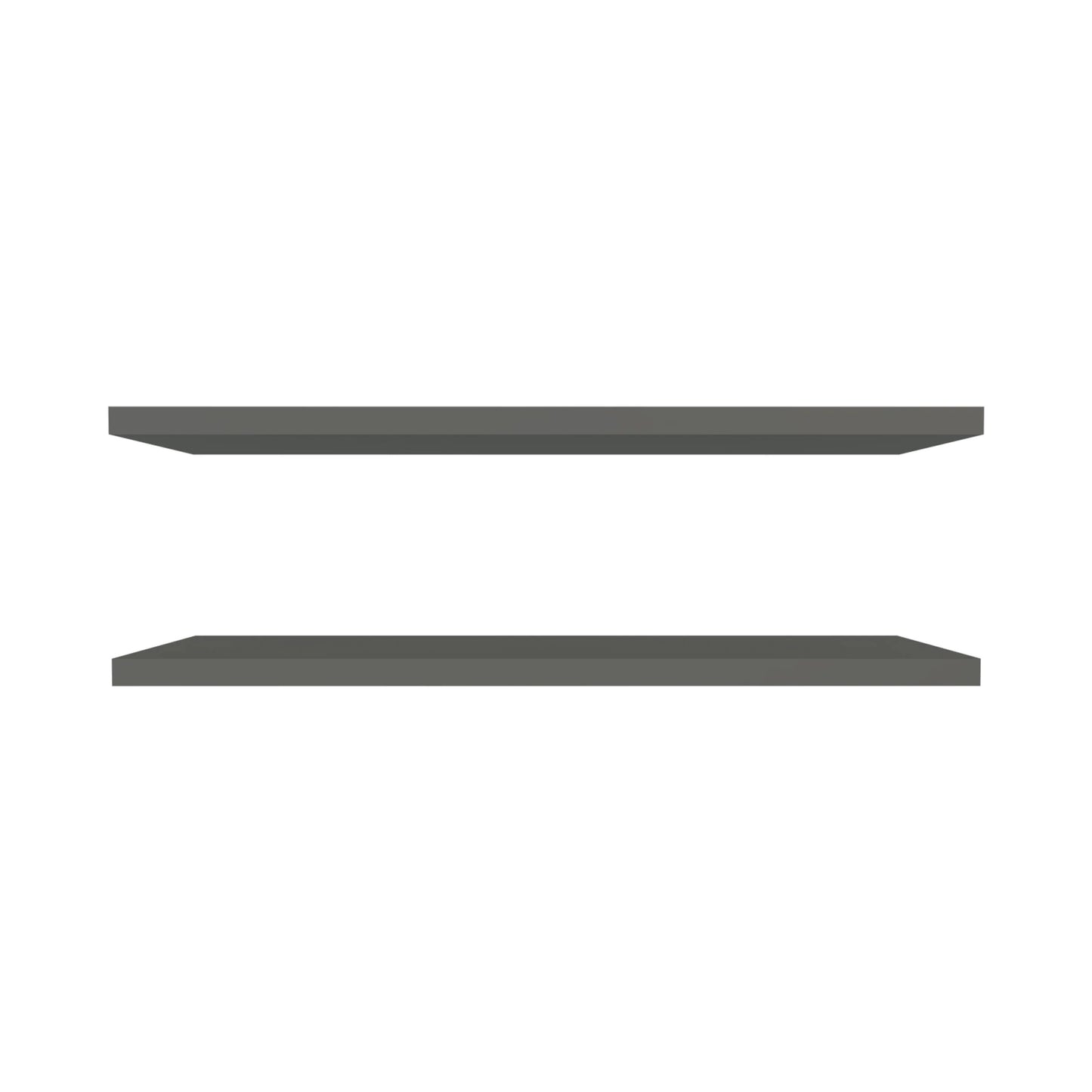 Two minimalist grey floating shelves