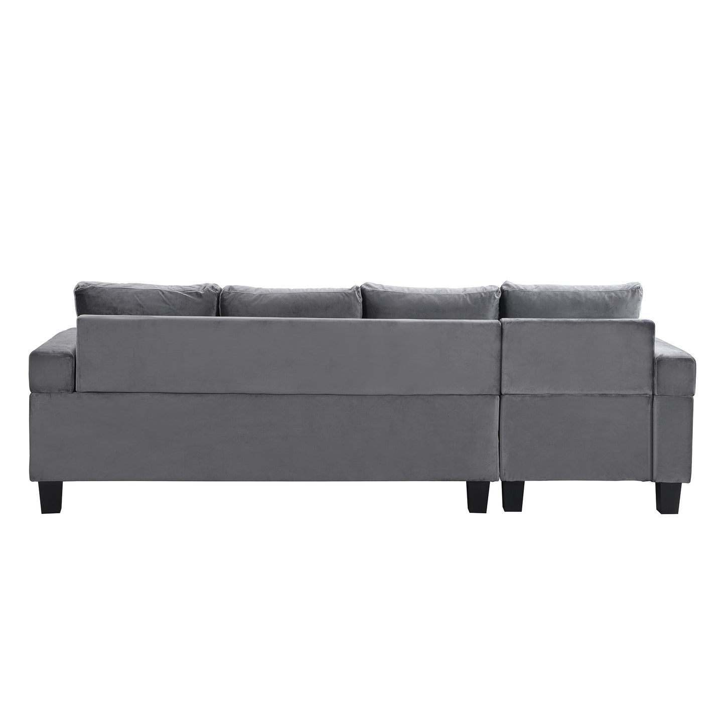 Plush grey velvet sectional sofa