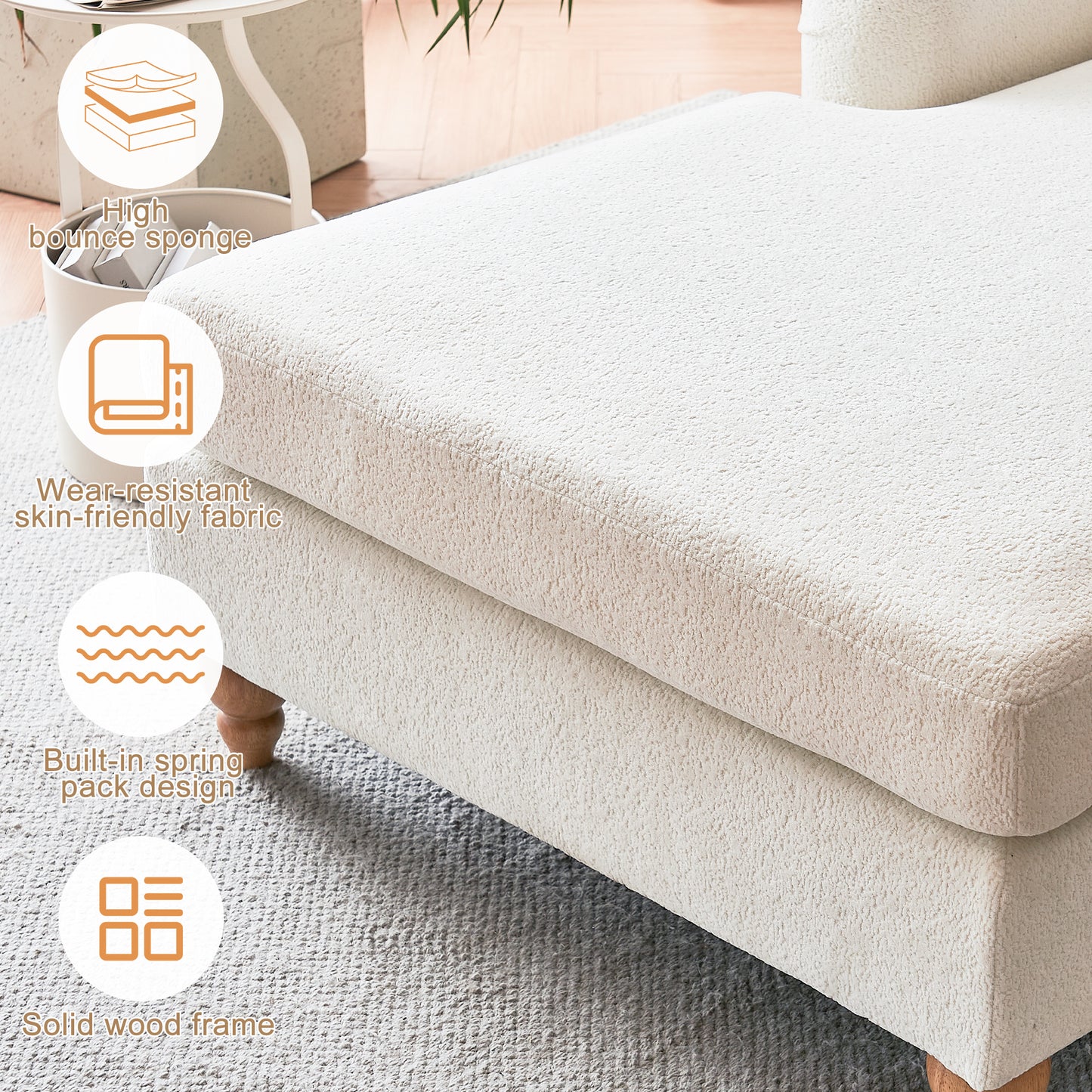 Cream textured sectional sofa with high bounce sponge cushion
