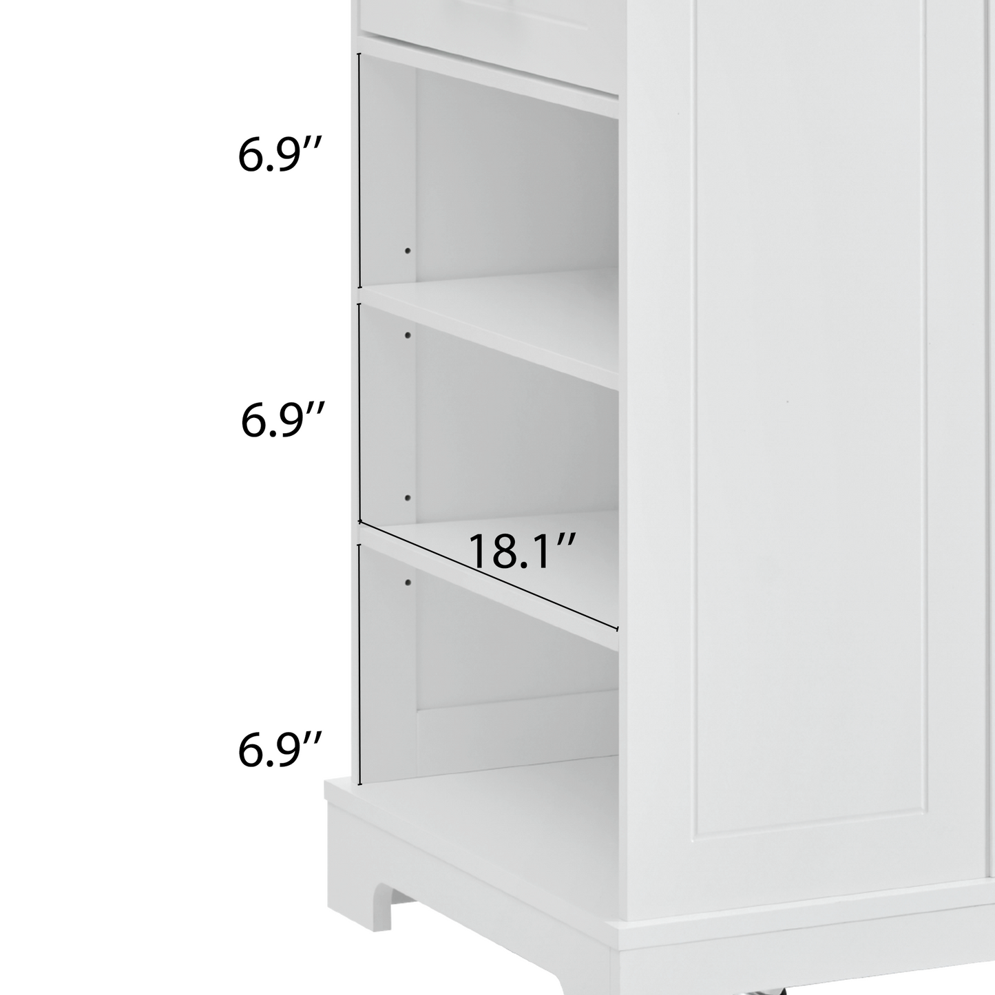 White wooden bookcase shelf depth inches with inch height sections