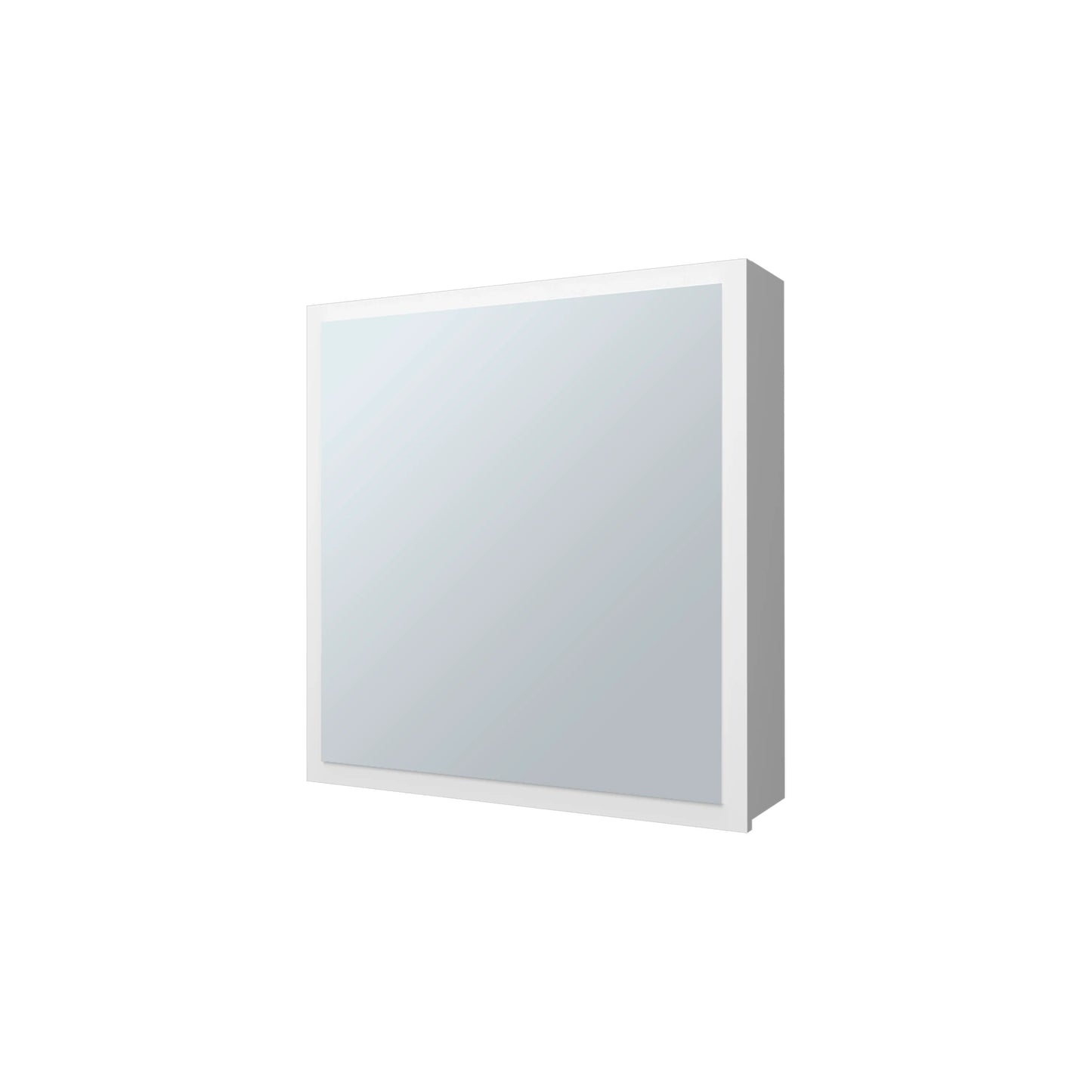 Modern white framed medicine cabinet with mirrored door