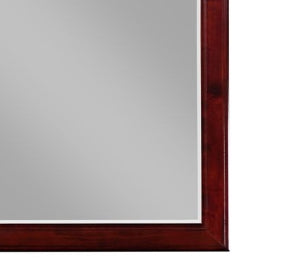 Rectangular dark wood framed vanity mirror