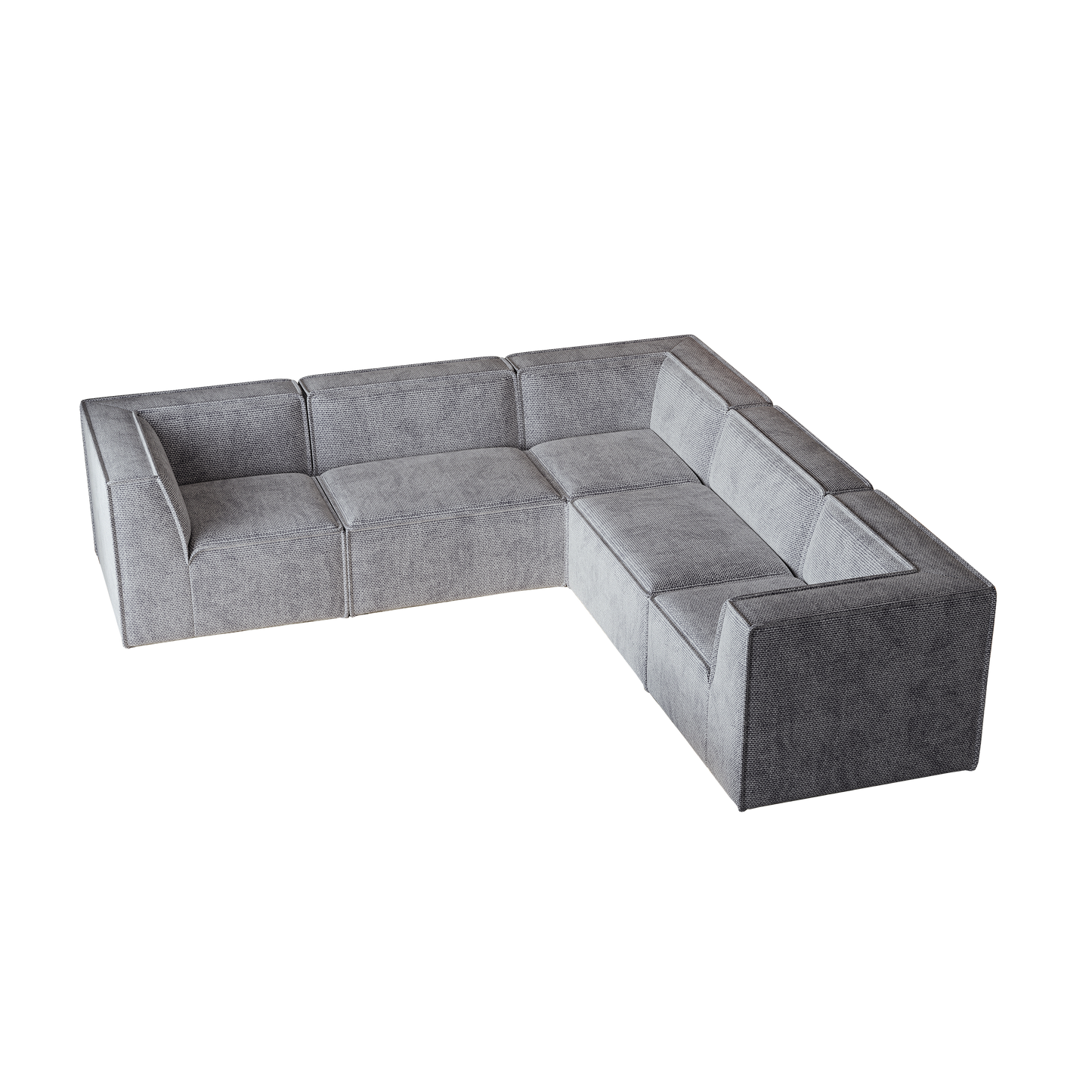 Gray modular sectional sofa with deep seats