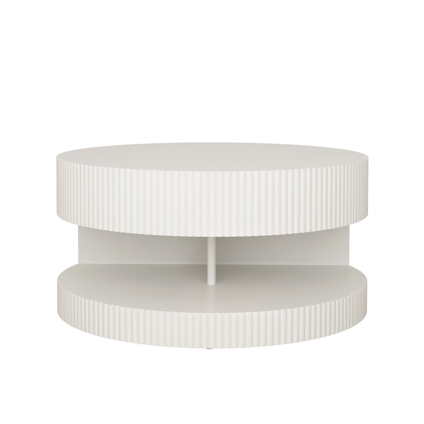 Modern fluted white twotier round coffee table