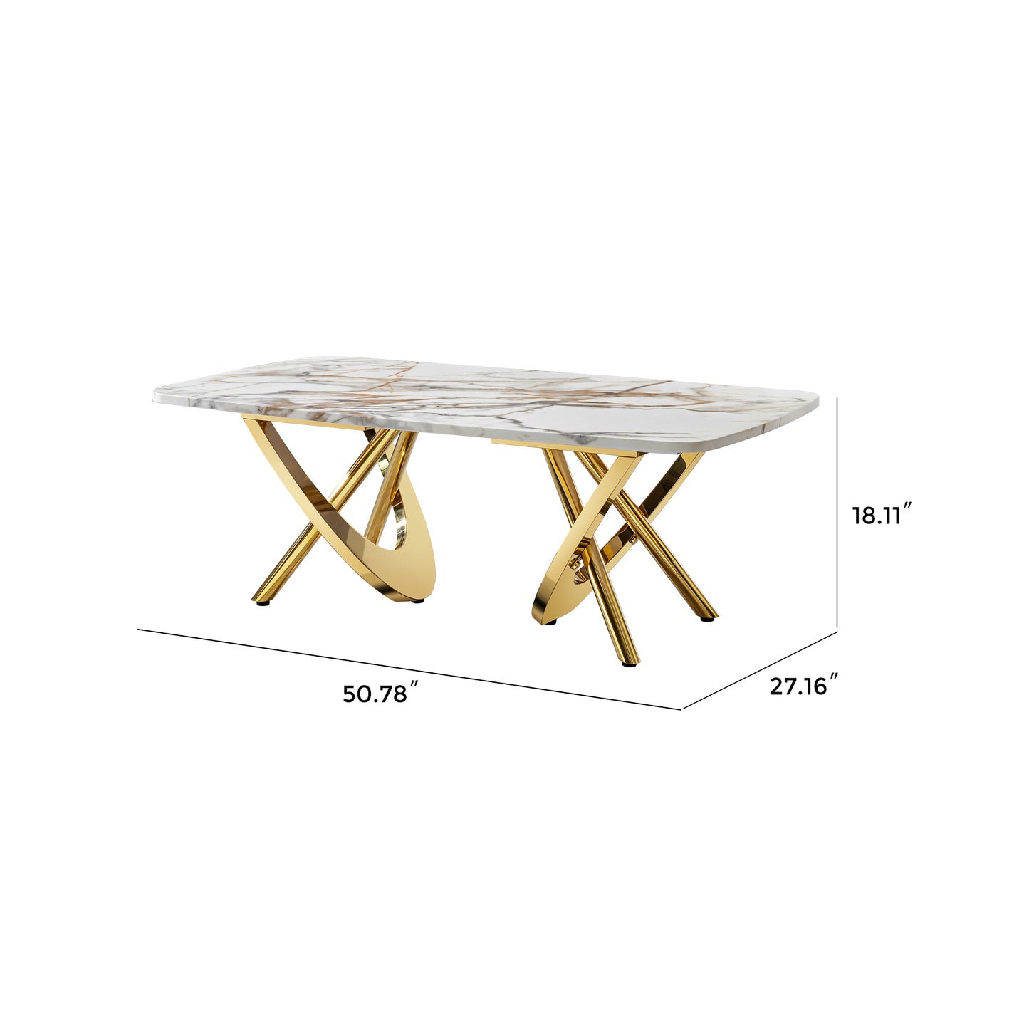 Marble coffee table with gold metal base