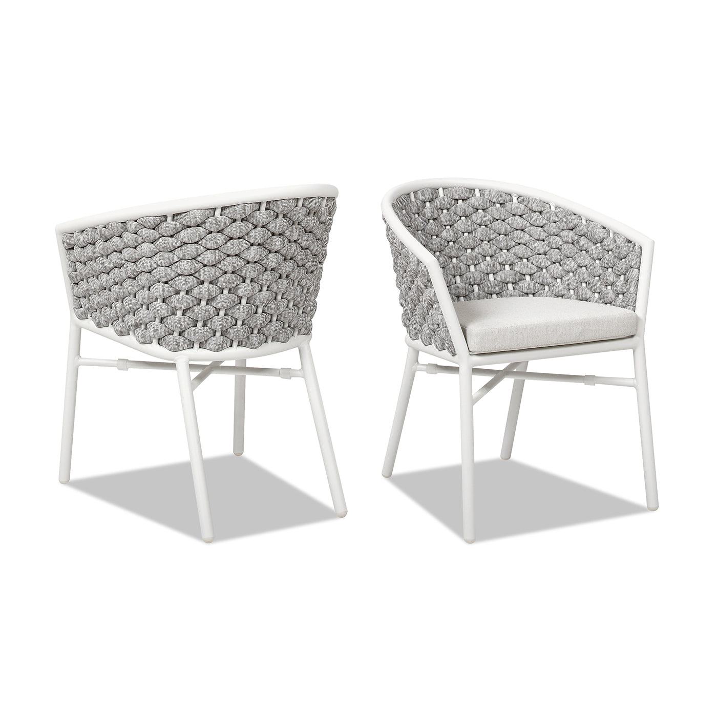 Gray rope accent outdoor chair with white frame