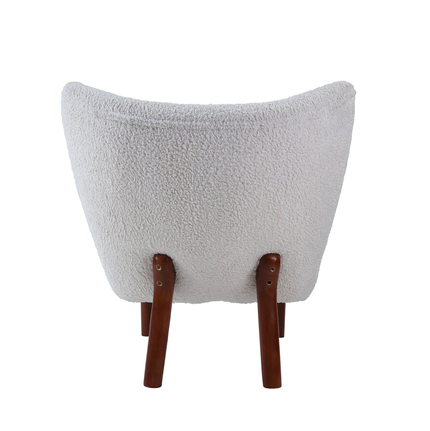 Cream boucle accent chair with tapered wooden legs perfect for modern living rooms