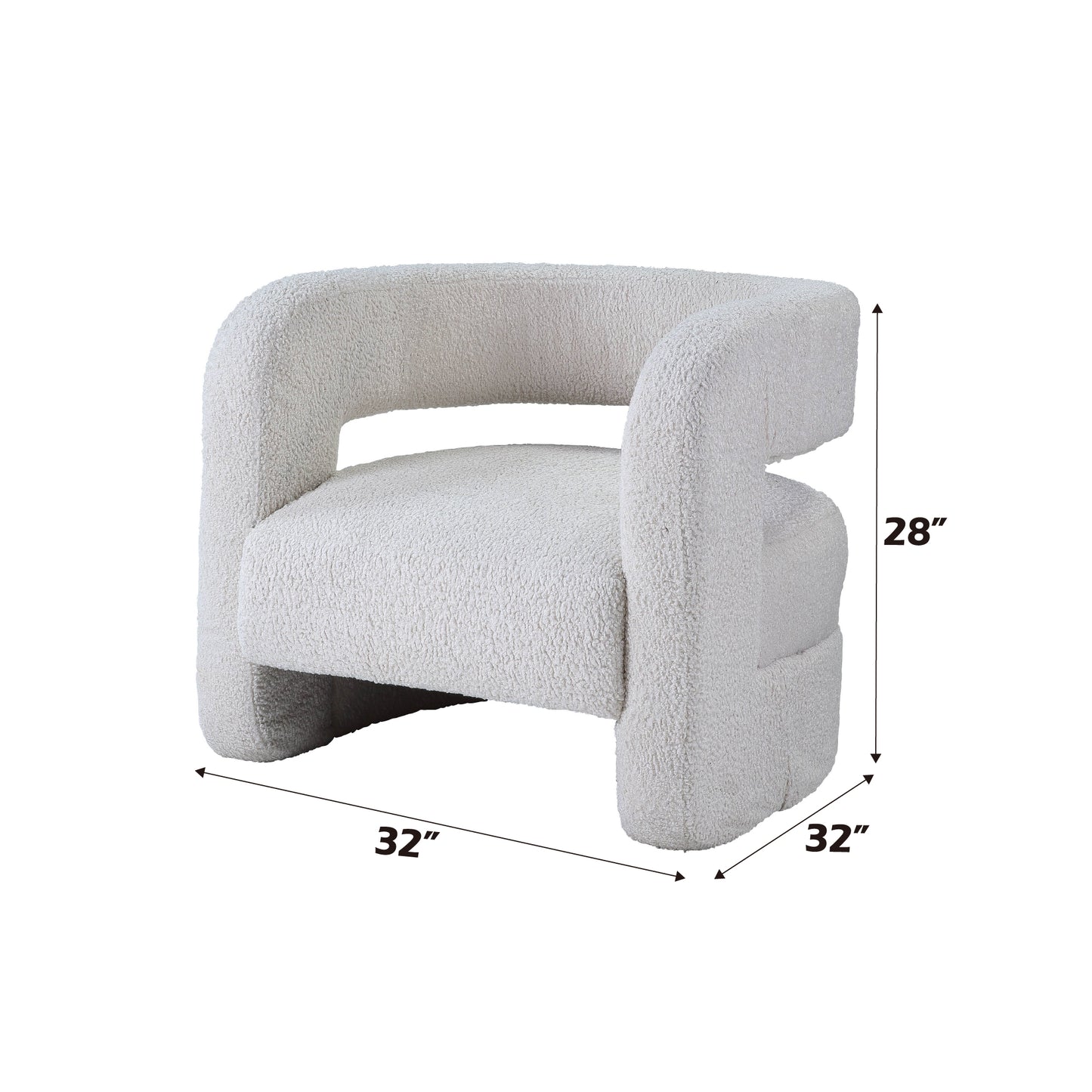 Cozy cream boucle accent chair with curved arms and plush seating perfect for modern living rooms