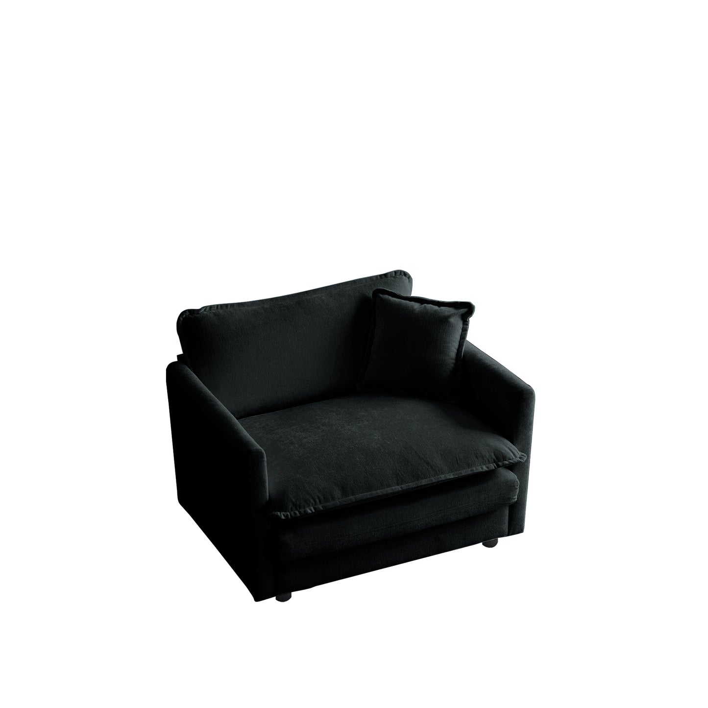 Comfortable charcoal velvet armchair with plush cushions and a modern design