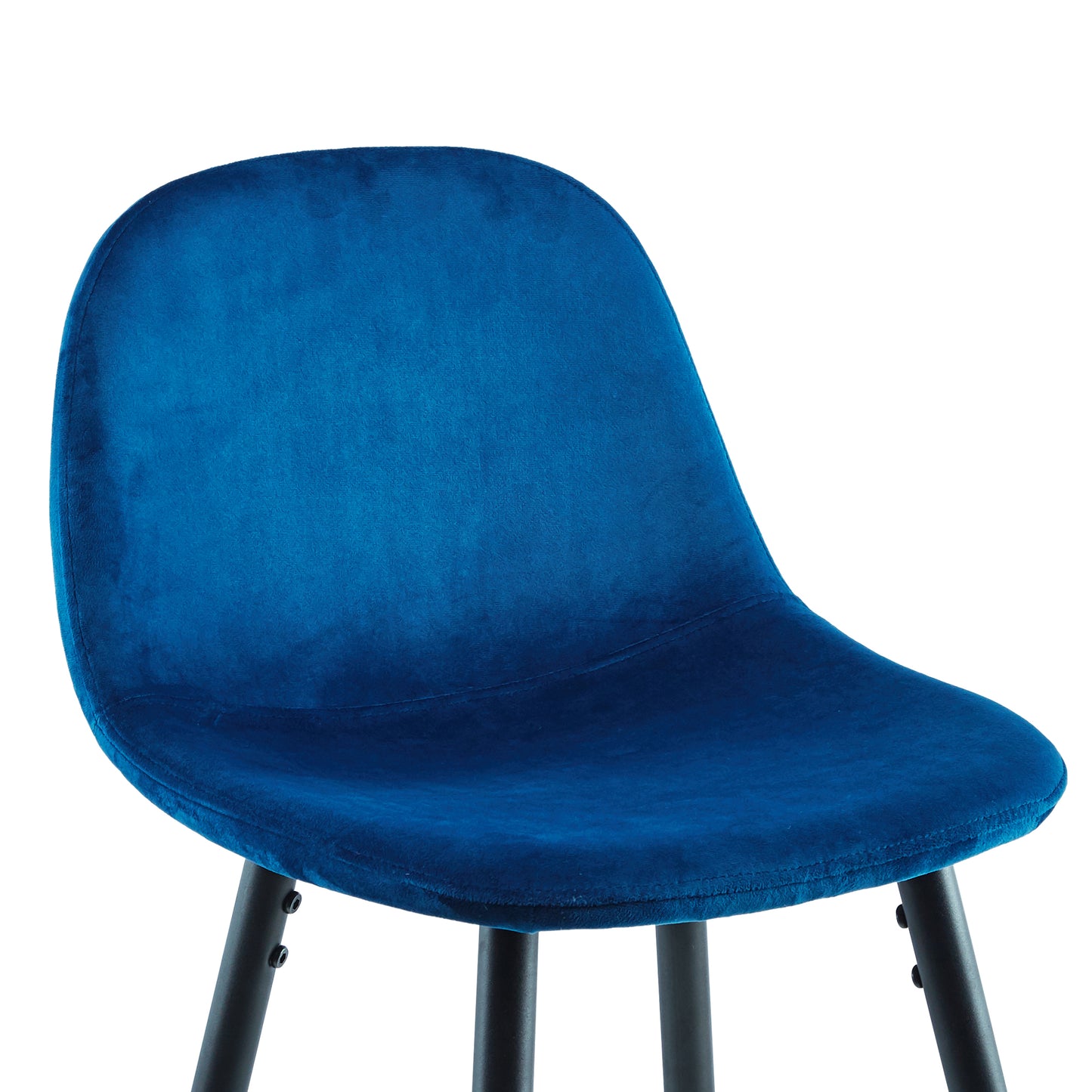 Rich blue velvet bar stool with black metal legs