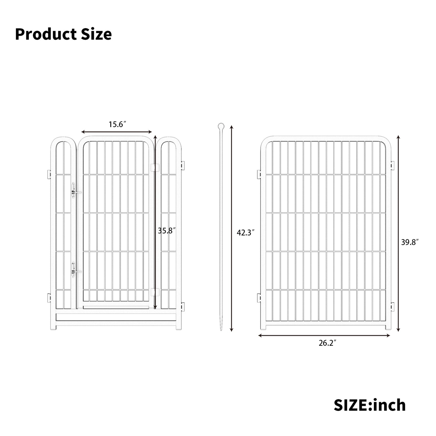 Diagram showing a white wire dog crate panel with dimensions W x H