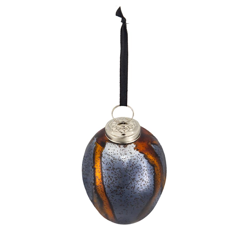 Rustic mercury glass Christmas ornament with amber and grey swirls
