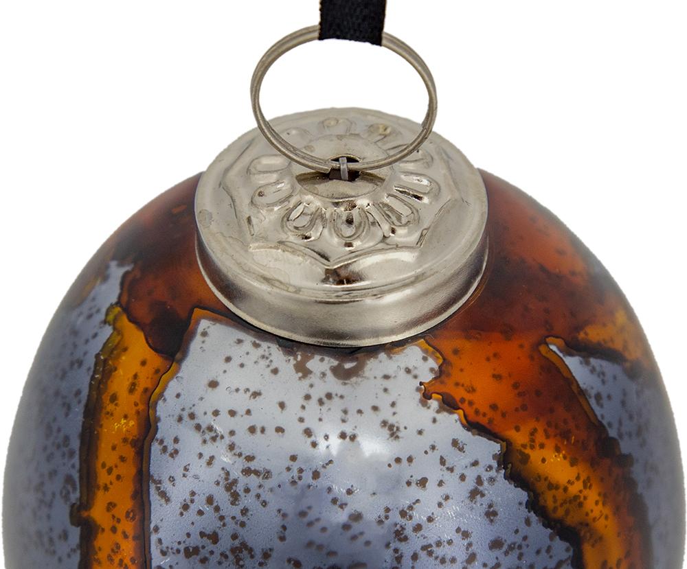 Antique mercury glass ornament with iridescent amber and grey finish