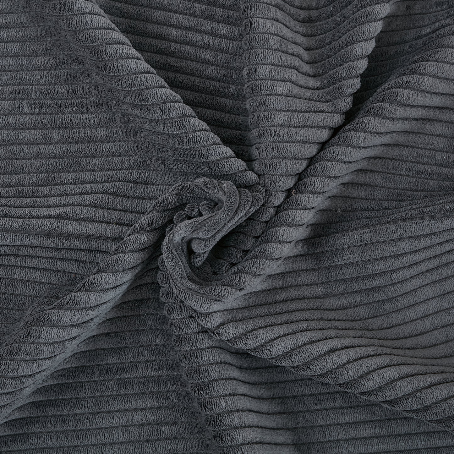 Dark grey jumbo cord fabric with raised ridges perfect for upholstery