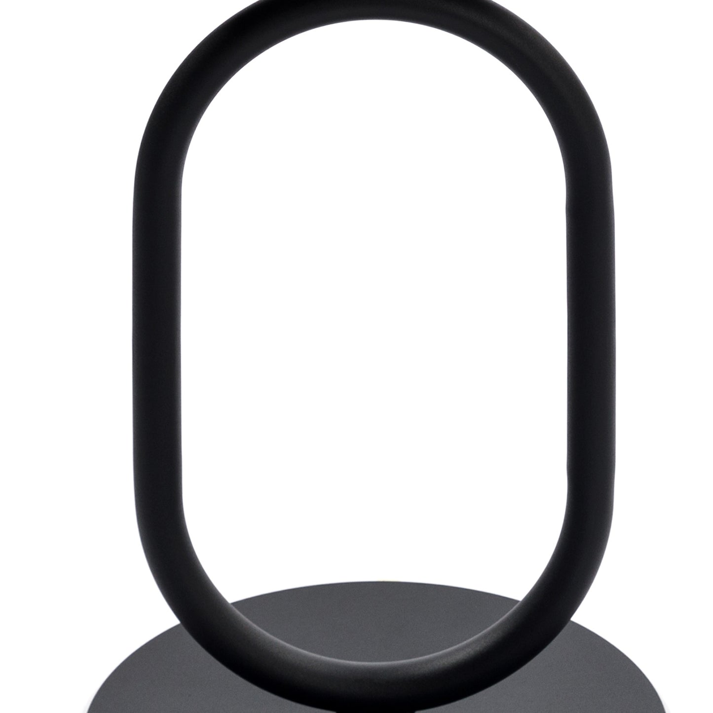 Sleek matte black oval shaped photo frame stand for tabletop display