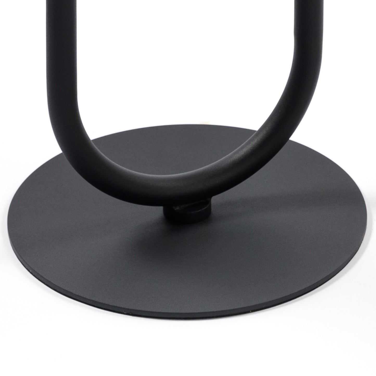 Matte black metal base with a Ushaped support for a modern lamp
