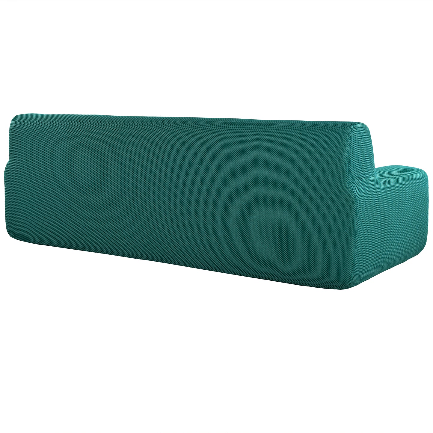 Teal textured fabric sofa clean modern design with plush cushioning for living rooms