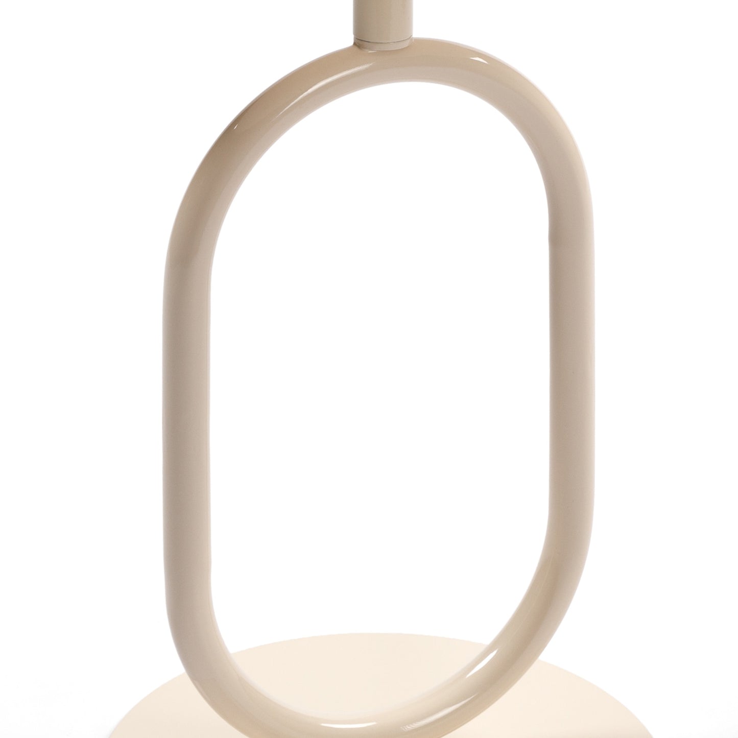 Beige oval metal floor lamp with a minimalist modern design