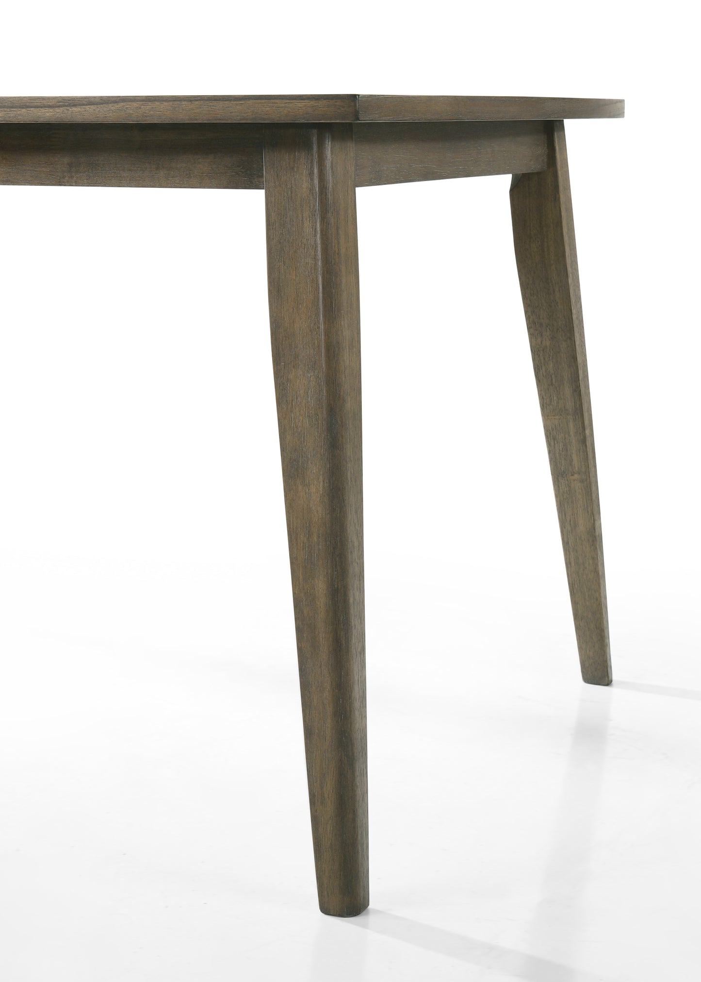 Close up of dark wood dining table legs with visible grain texture