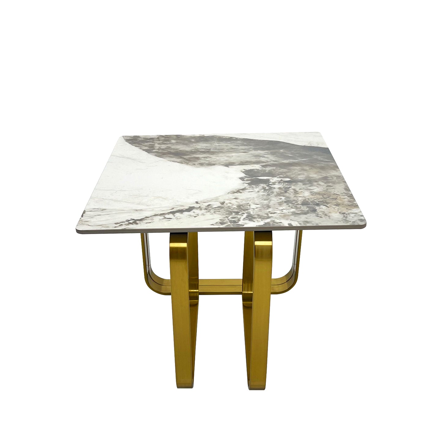 Marble top square coffee table with gold metal legs
