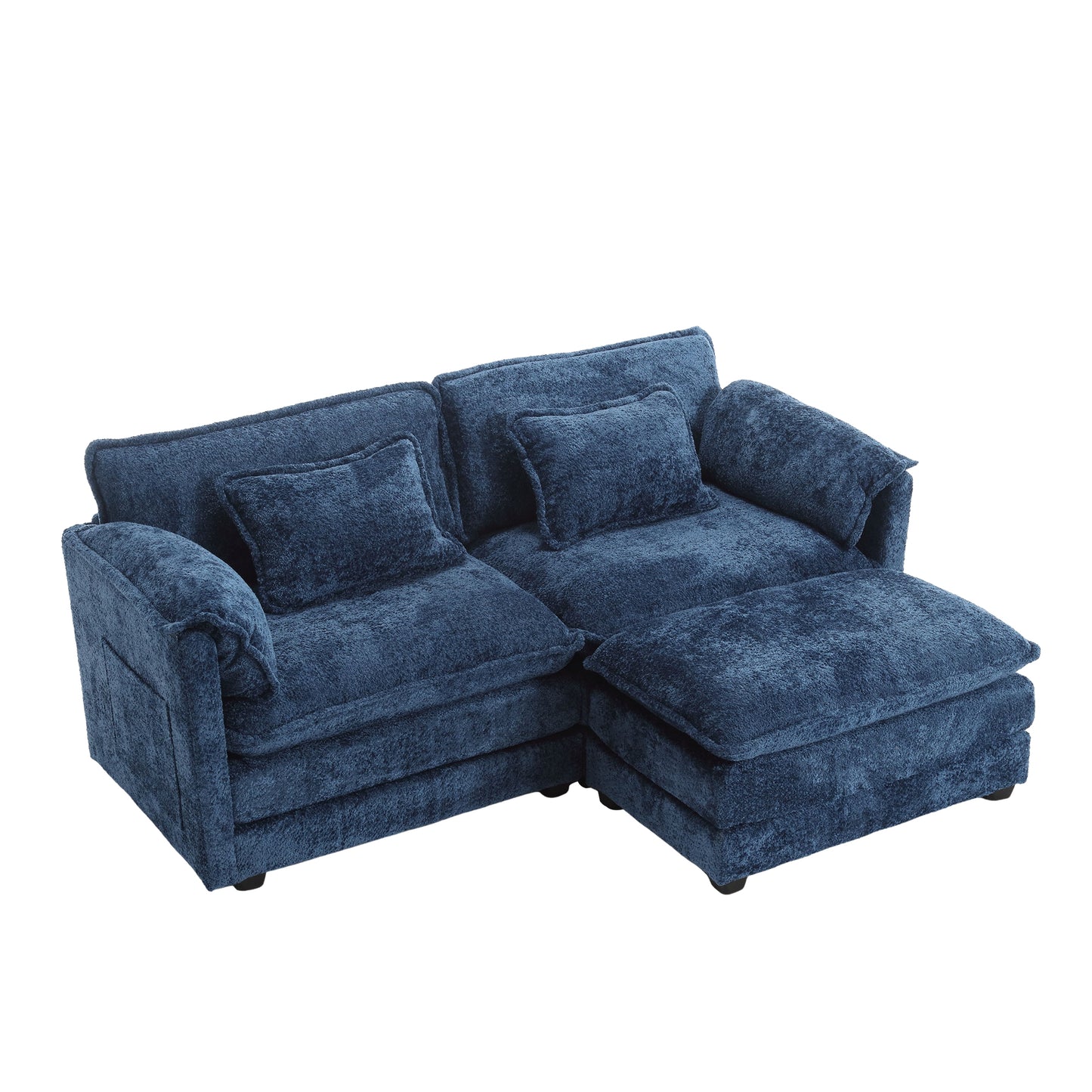Deep blue plush sectional sofa with chaise lounge for modern living rooms