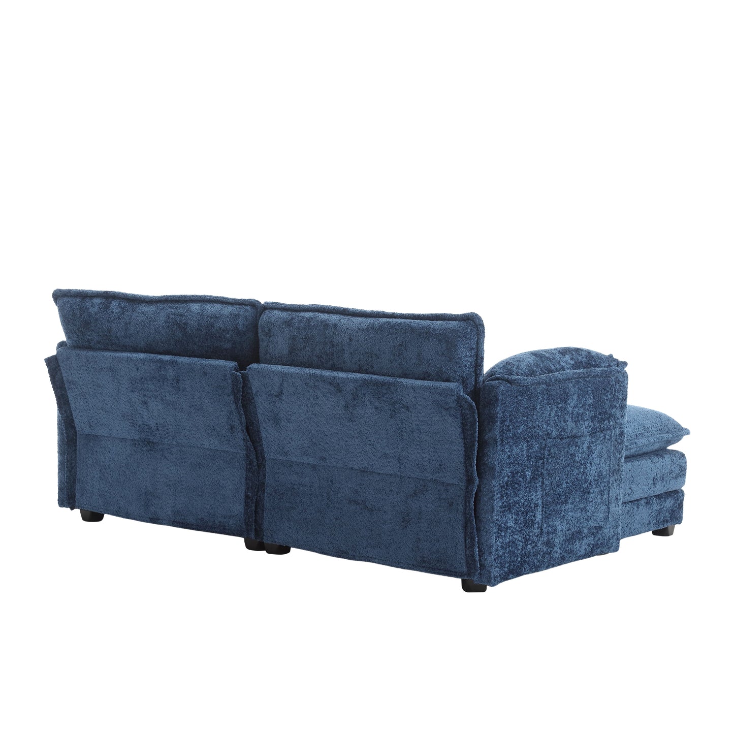 Navy blue velvet sectional sofa plush fabric modern living room furniture