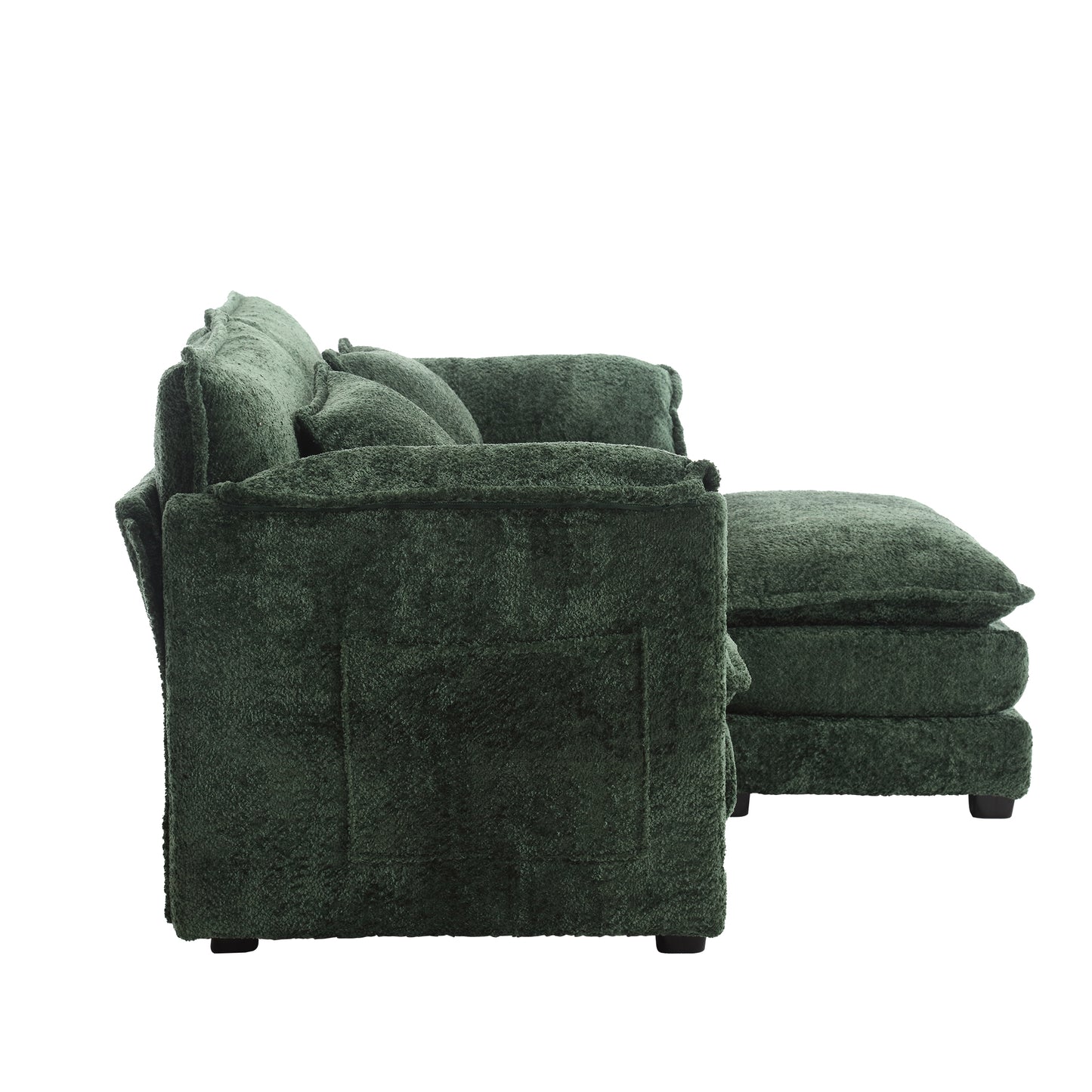 Plush green armchair with chaise lounge perfect for a cozy living room