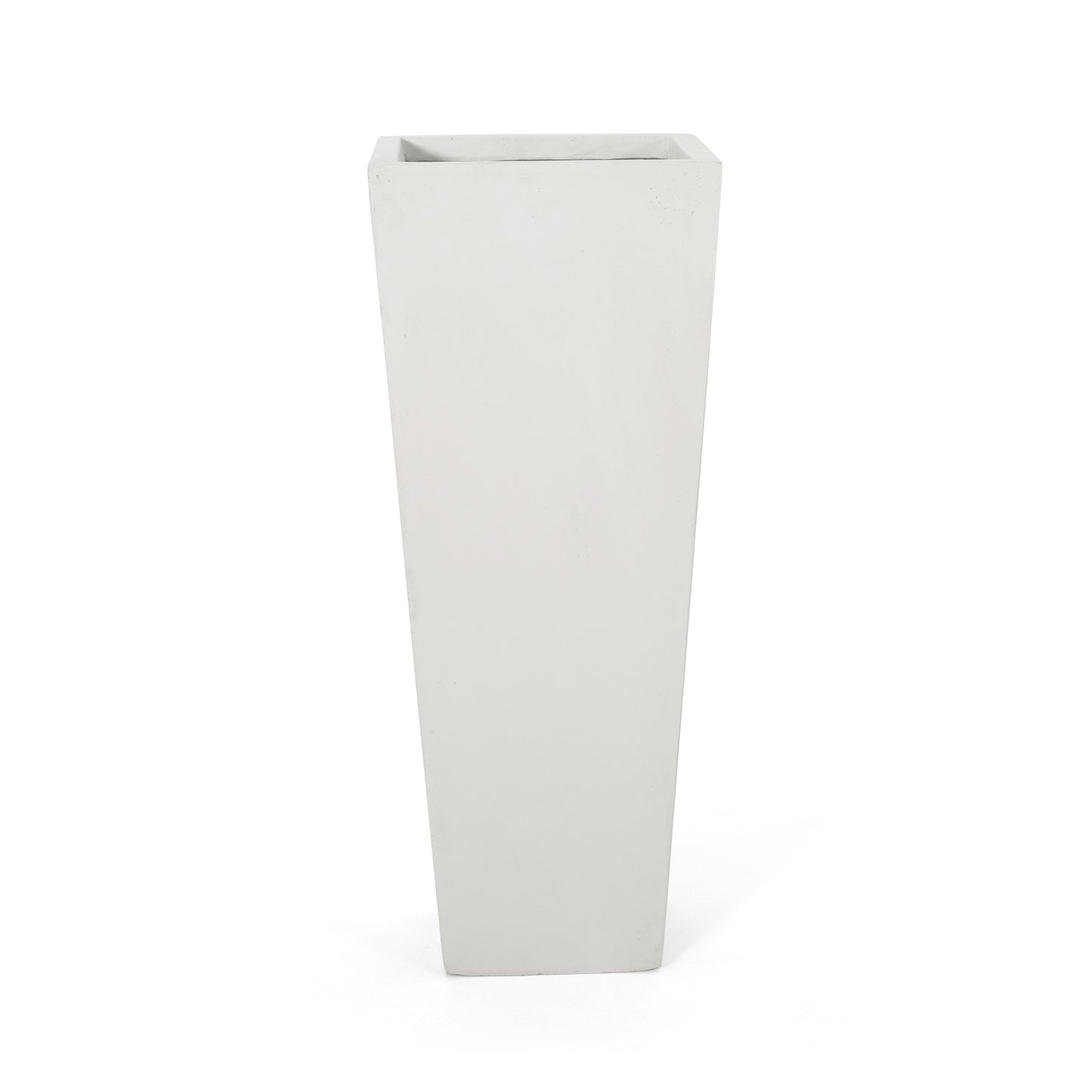 Tall square modern white concrete planter for outdoor use