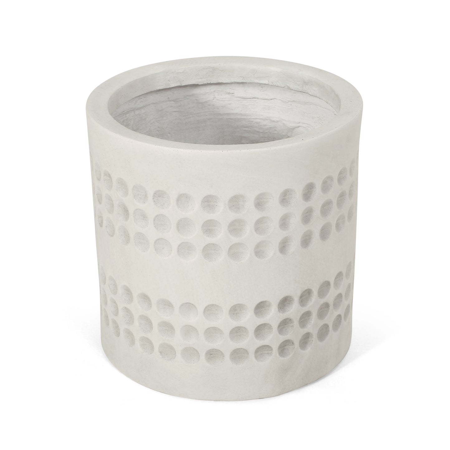 Textured white ceramic planter with a modern dotted pattern perfect for small plants