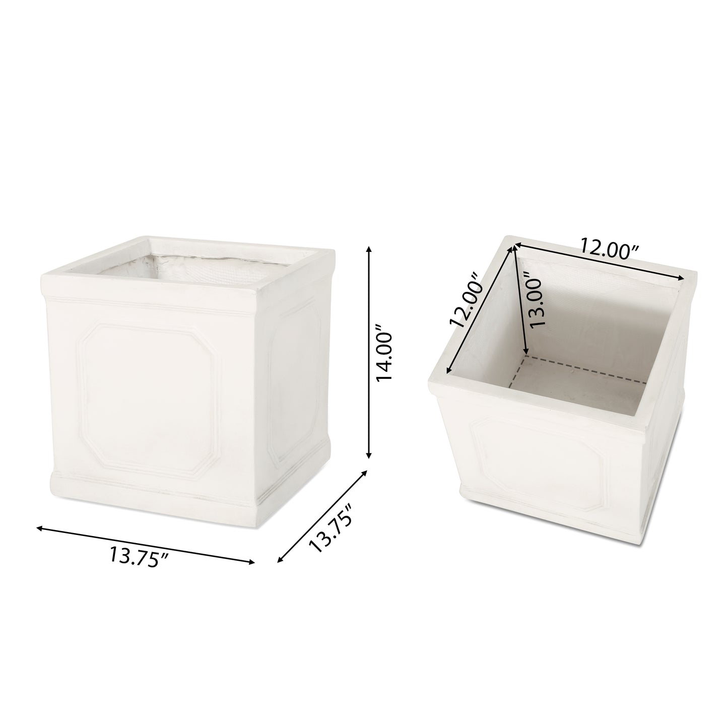 Elegant white square planter inches tall inch sides for outdoor garden decor