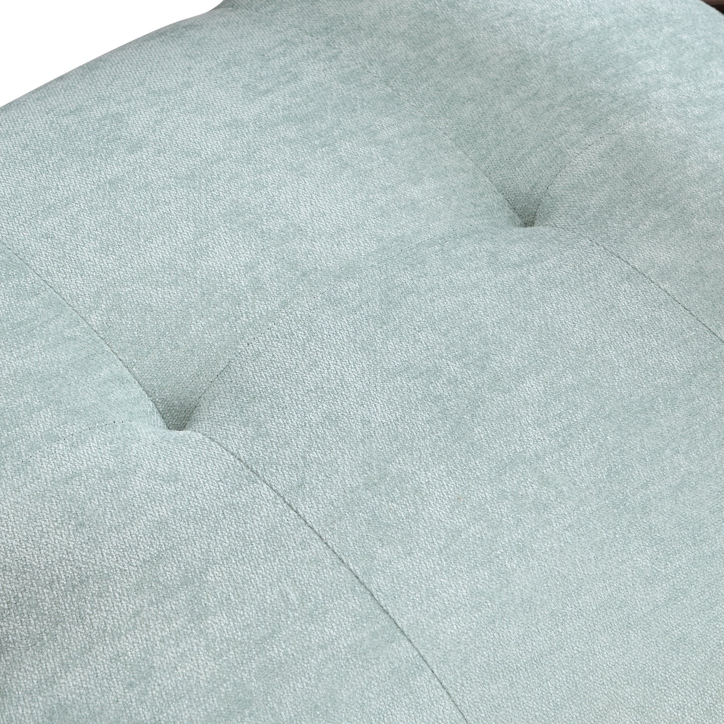 Tufted light blue fabric detail with diamond stitching for modern upholstery