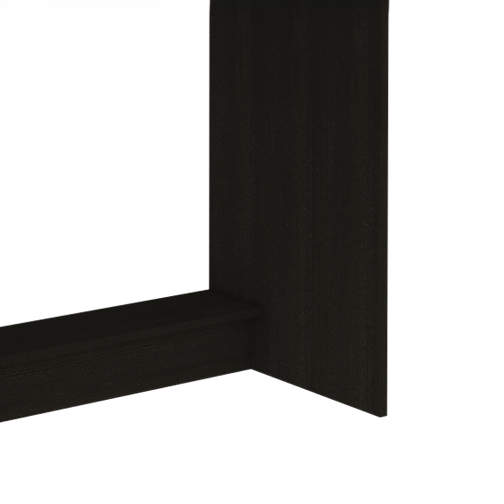 Dark oak wood textured desk leg and shelf