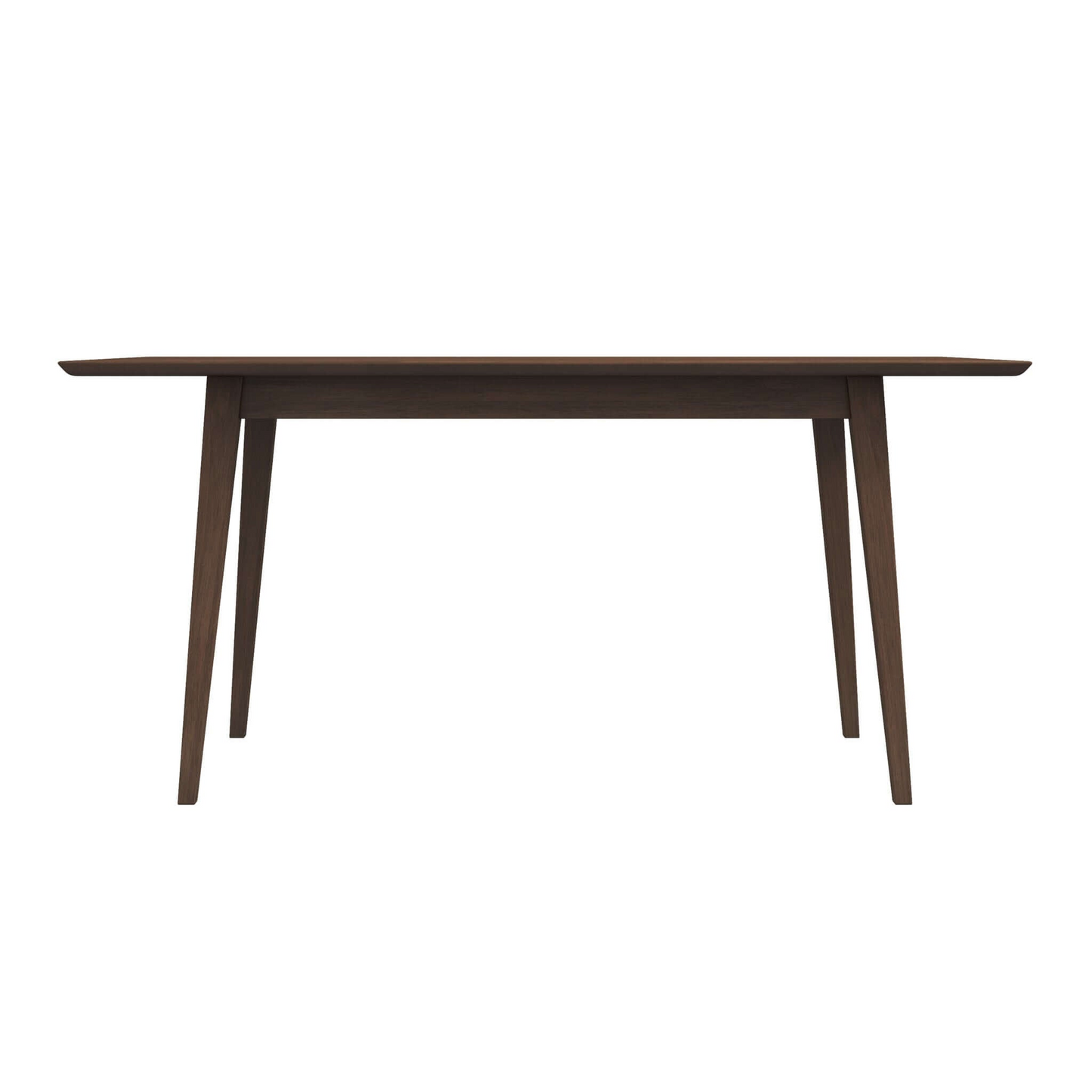 Dark walnut dining table with tapered legs midcentury modern design