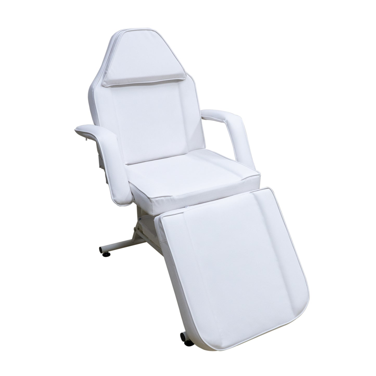 White leather adjustable facial treatment chair with footrest