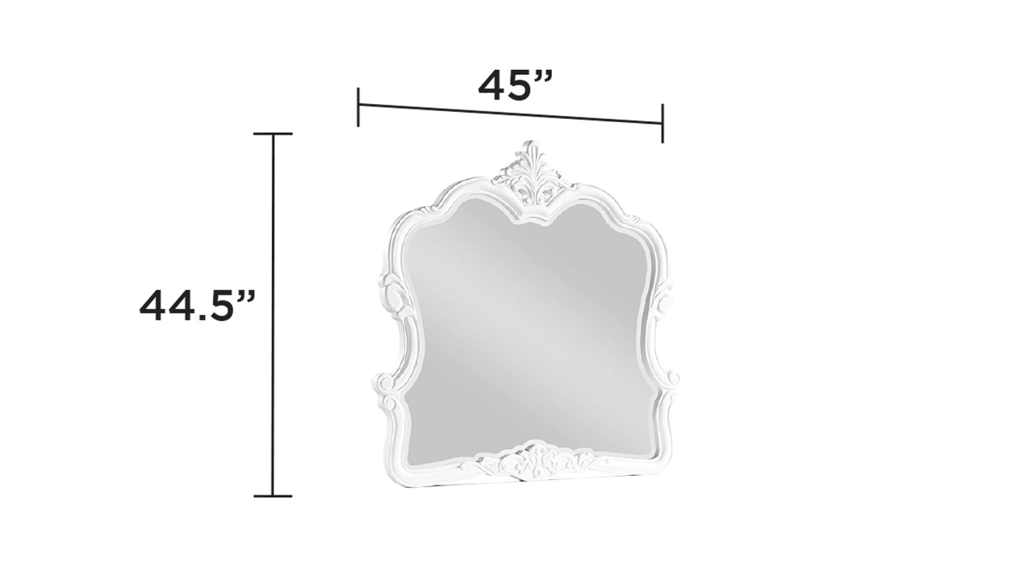 Elegant white ornate accent mirror wide perfect for dressing tables