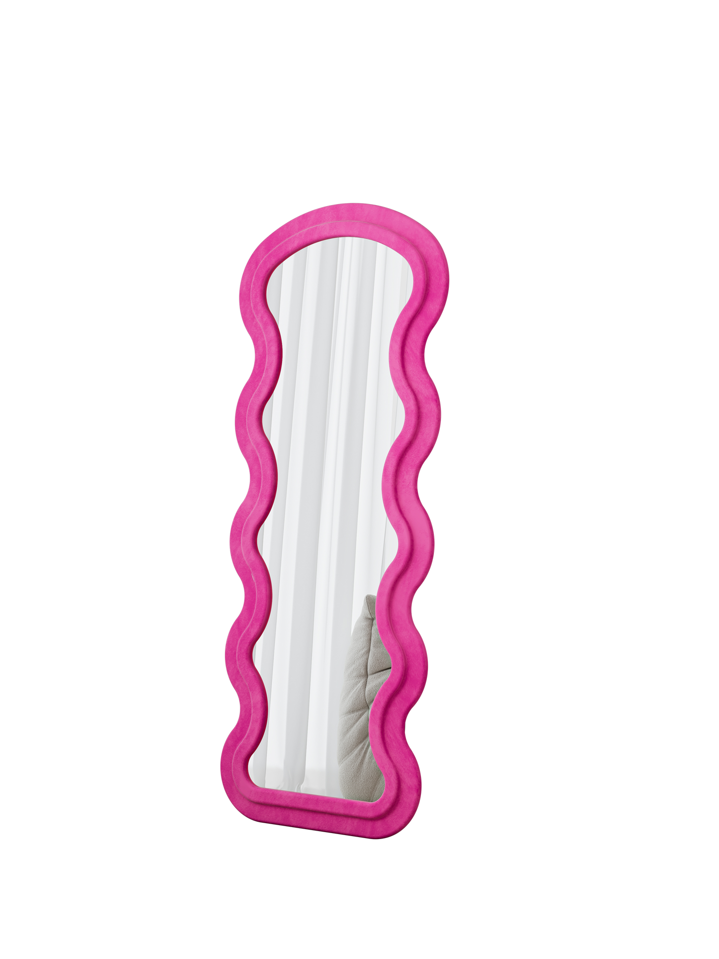 Pink velvet wavy fulllength mirror with a modern design
