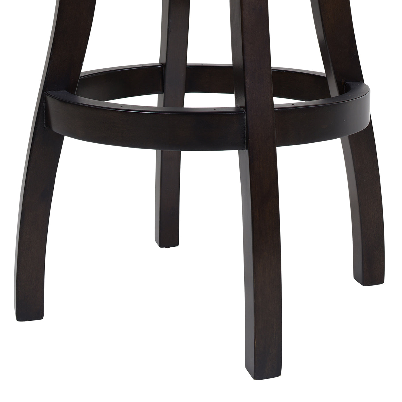 Dark espresso bar stool base with sturdy wooden legs and cross brace