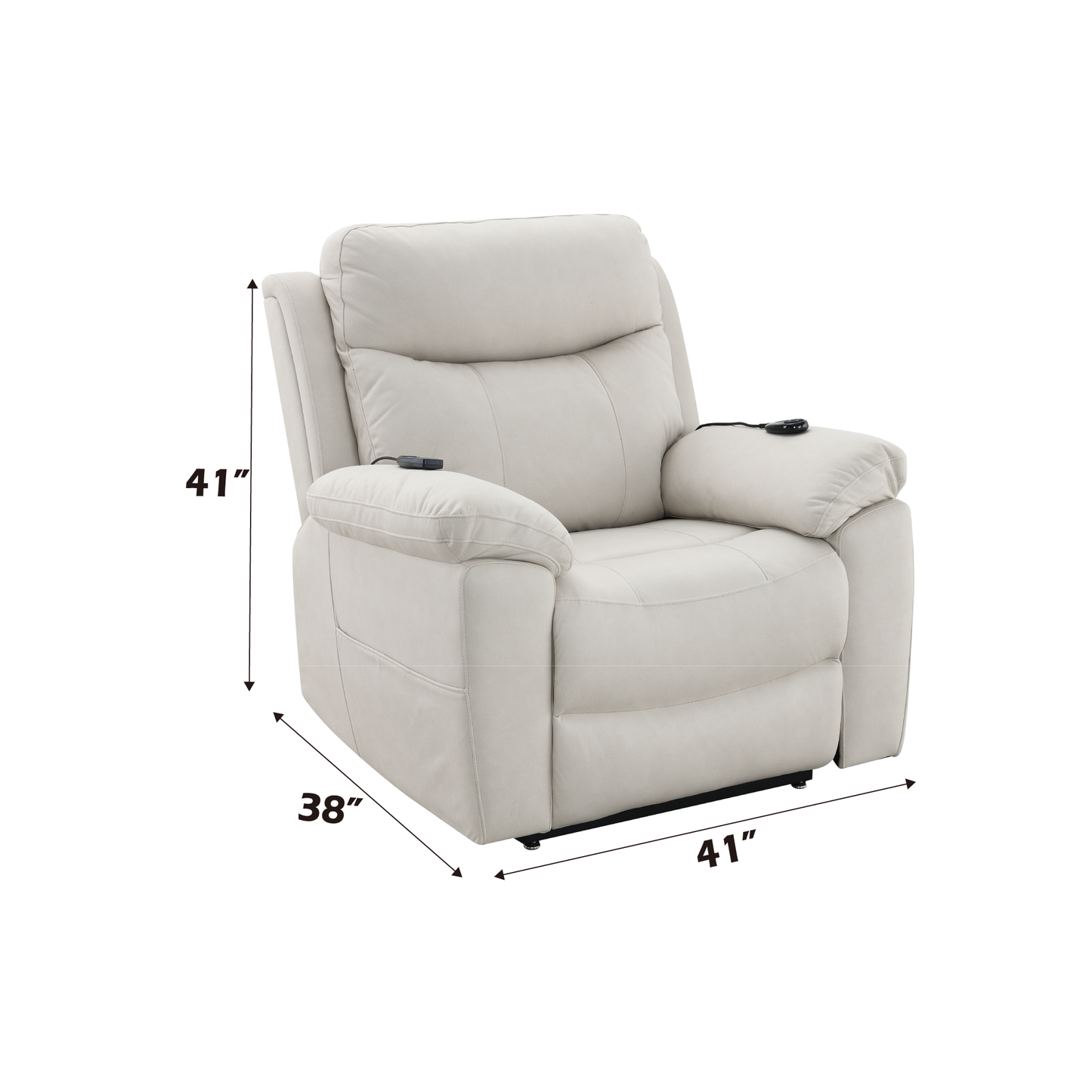 Power recliner chair in light beige featuring plush cushions and side control for ultimate comfort