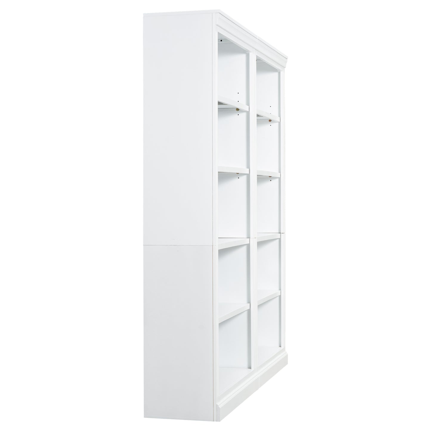 Classic white wooden bookshelf with multiple adjustable shelves for storage